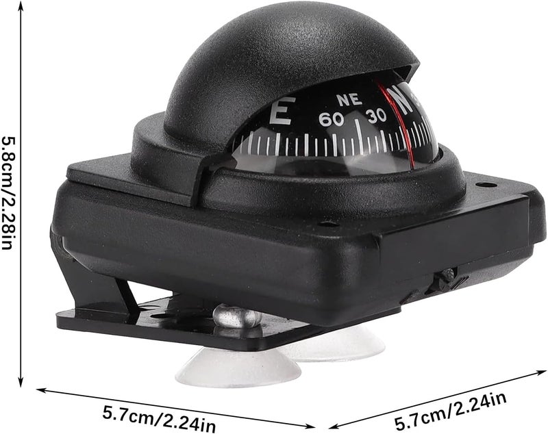 Flylin كرة بوصلة السيارات، دليل توجيه قابل للتعديل وقابل للطي، بوصلة مغناطيسية مع شريط لاصق للسيارات والقوارب والمركبات الخارجية - Image 3